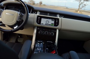 The all new Range Rover has a dual view screen and a monitor for the driver.