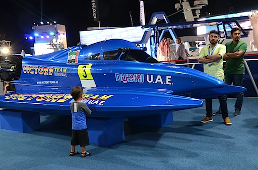 F1 Powerboat raced by the Victory Team of UAE is on show and the latest boats using their powerful technology.